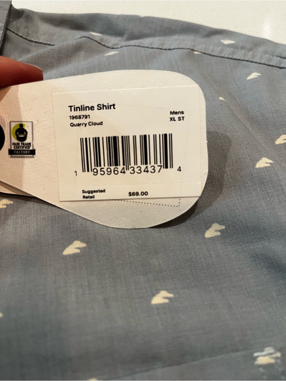 NWT Prana Men’s Tinline Button Down Short Sleeve Shirt Quarry Cloud- XL - Picture 8 of 12